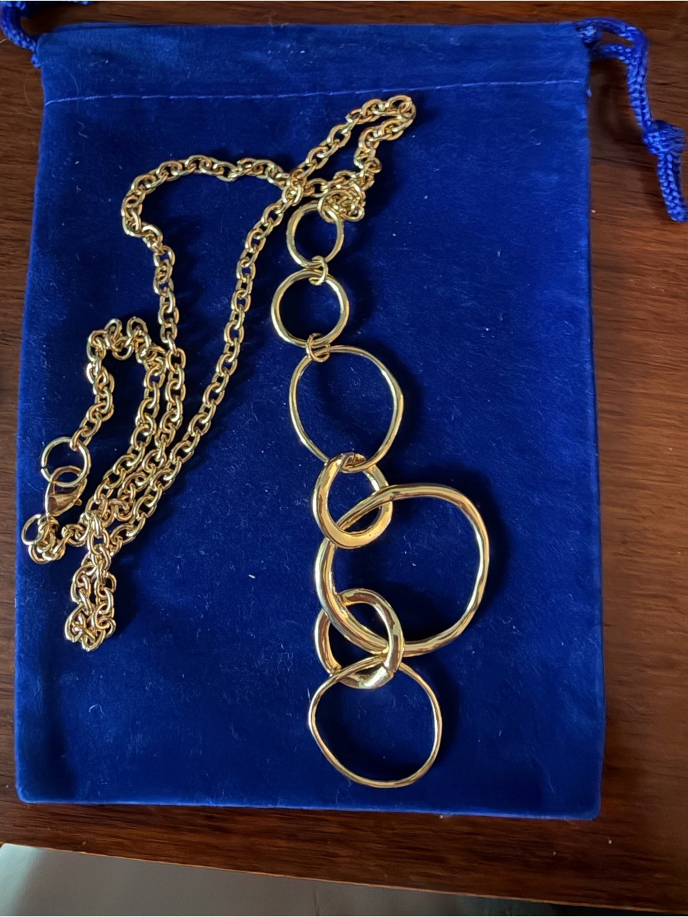 Marlyn Schiff Gold-Tone Interlinked Circle Necklace- 18 inches and 22 total